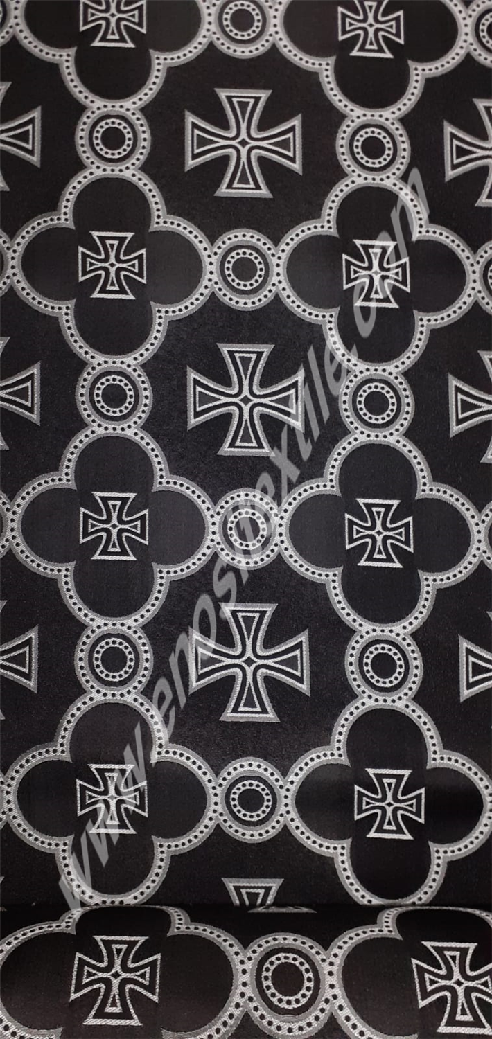 KL-054 Black-Silver Brocade Fabrics